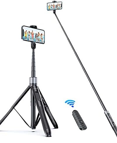 ATUMTEK 60" Selfie Stick Tripod, All in One Extendable Phone Tripod Stand with Bluetooth Remote 360° Rotation for iPhone and Android Phone Selfies, Video Recording, Vlogging, Live Streaming, Black