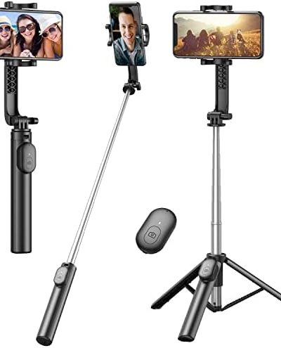Selfie Stick, Extendable Selfie Stick Tripod with Wireless Remote and Phone Holder, Portable Phone Tripod Stand for Group Selfie/Live Streaming/Video Recording Compatible with iPhone, Android Phones